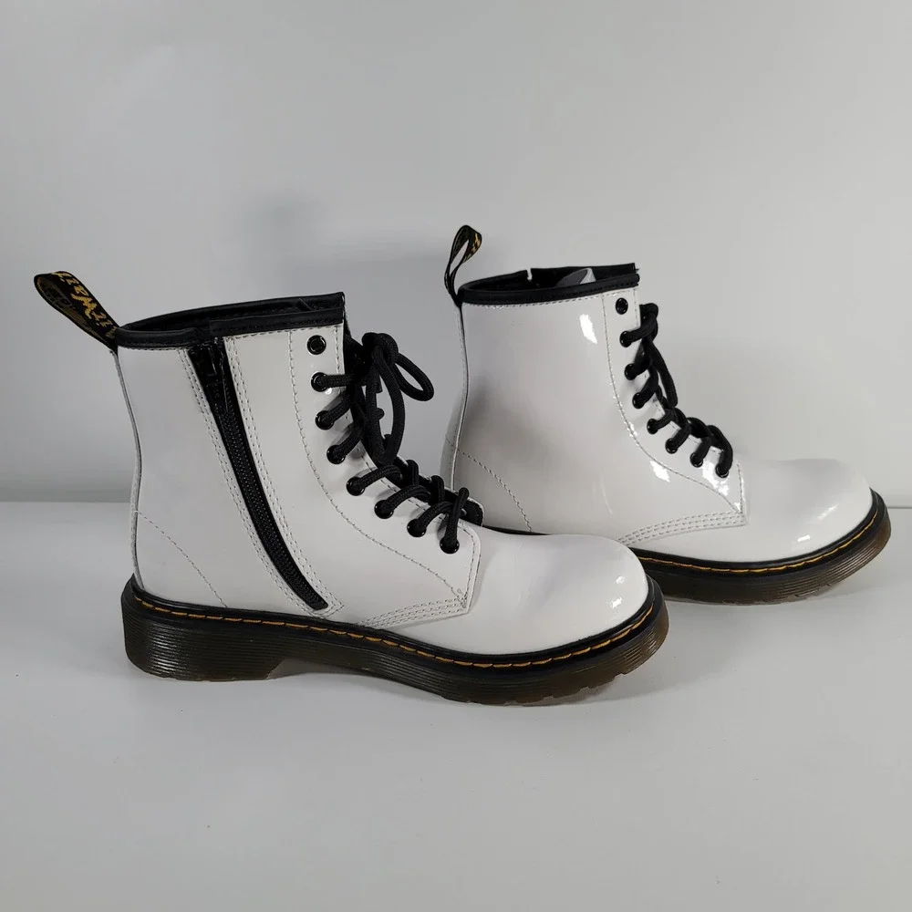 Dr. Martens 1460 J White Boots Patent Leather Side Zip Kids 3 US(EU 34 / UK 2)